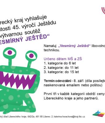 Liberecký kraj vyhlašuje výtvarnou soutěž „Vesmírný Ještěd“ u příležitosti 45. výročí televizního vysílače a horského hotelu Ještěd